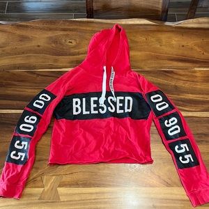4/50% off | Cropped Red Blessed Hoodie